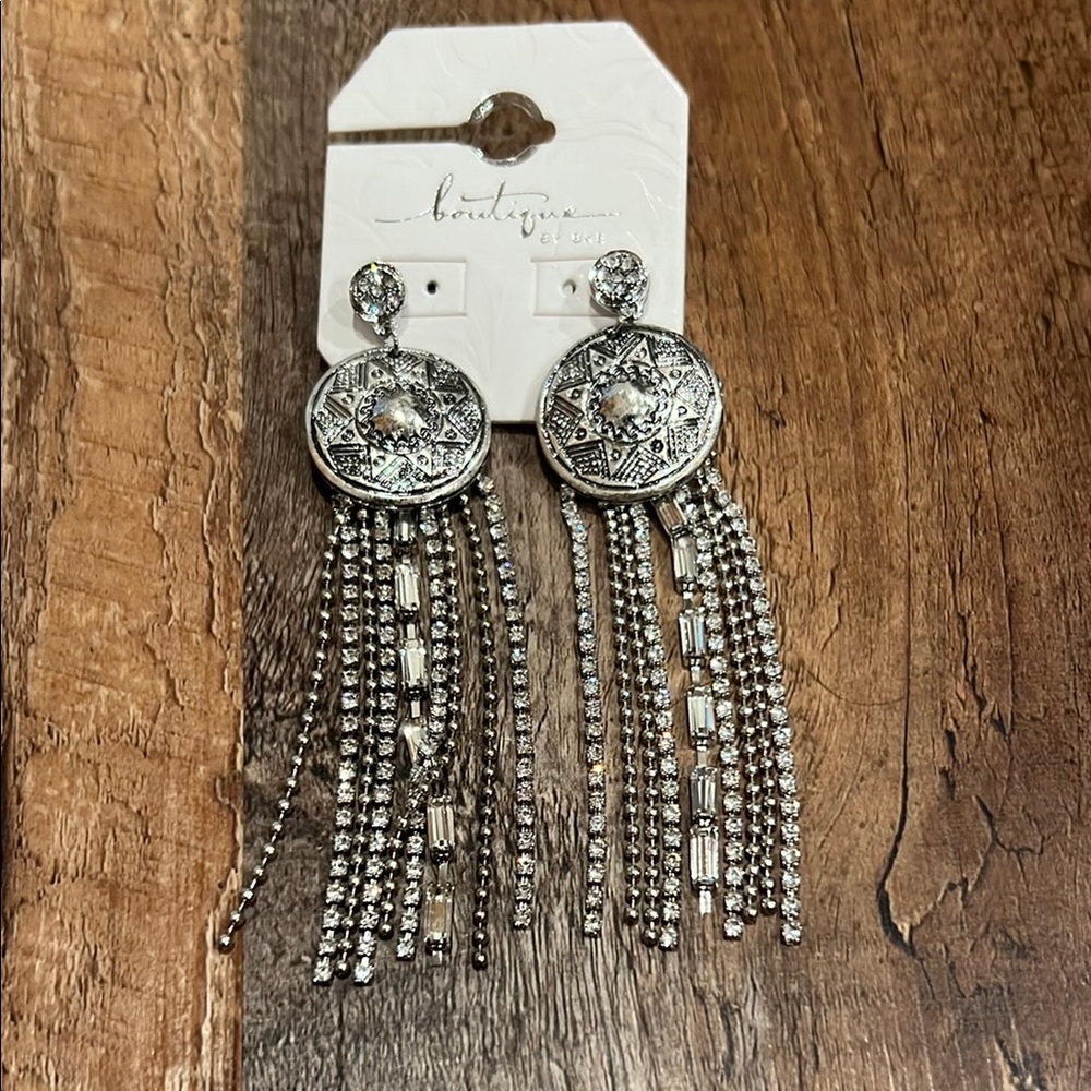 BKE Silver Starburst Dangle Earrings